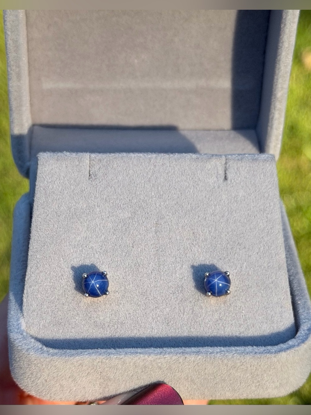 Natural 6 Rays Star Sapphire 6mm Stud Earrings 925 Sterling Silver screw back